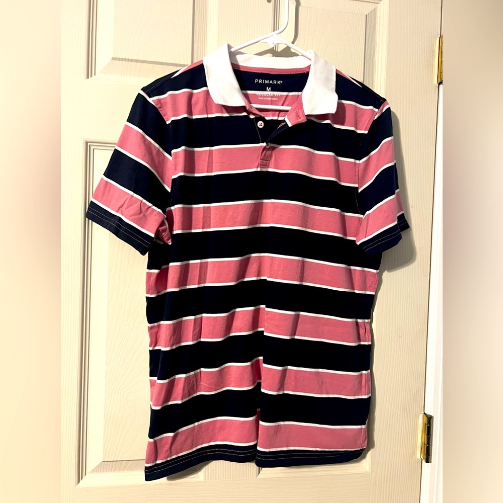 Primark Men's striped polo short sleeve T-shirt M